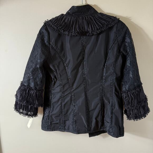 NWT Barronduquette Lace Ruffle Jacket SZ 8 Formal Witchy Dark Romantic Goth - Picture 2 of 13